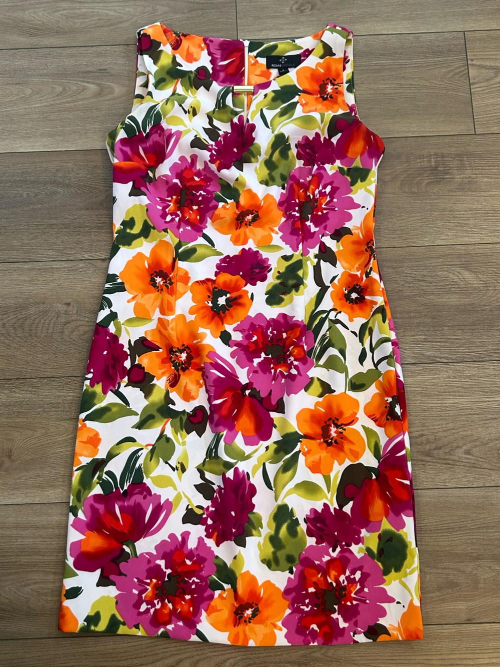 Ronni Nicole Floral Sheath Dress Size 8 Bright Pink Orange